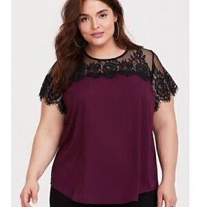 Torrid Purple Lace Satin Blouse Plus Size 2